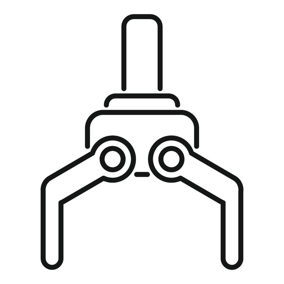 Industrial robot arm picking up object line icon vector