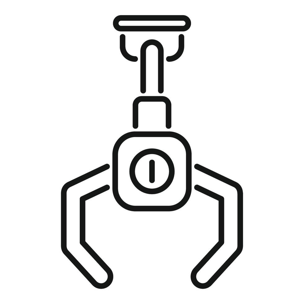 Robotic arm holding something with mechanical gripper vector