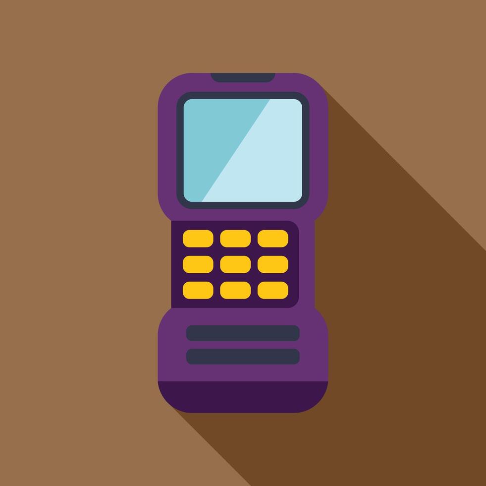 Electronic device showing blank screen with buttons and long shadow vector