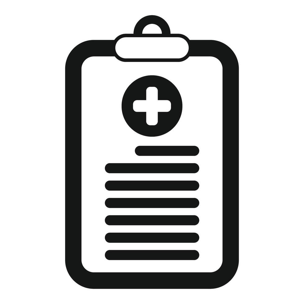 Medical report icon showing patient data with cross symbol vector