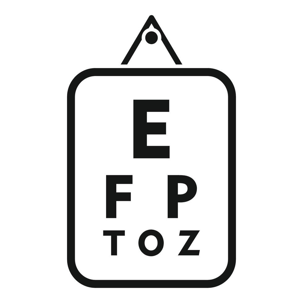 Eye chart hanging showing letter e for eyesight test vector