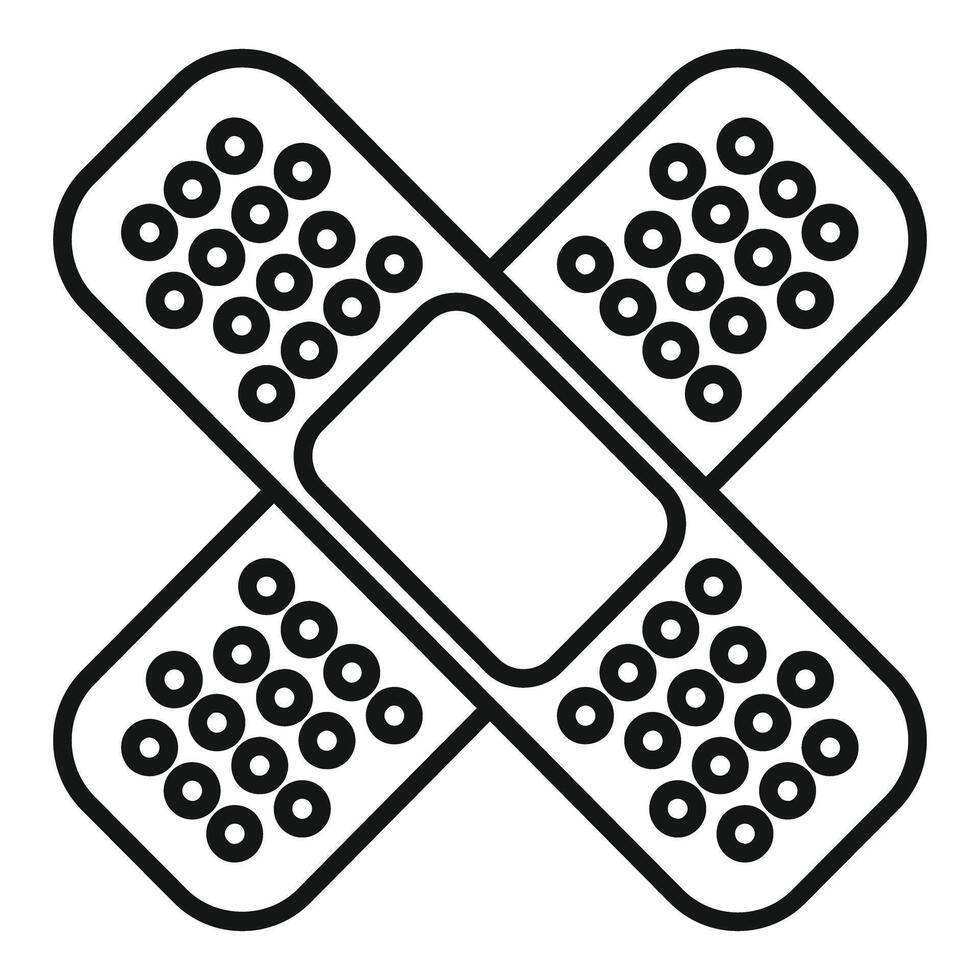 Two adhesive bandages forming a cross shape vector