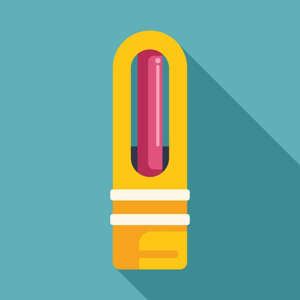 Yellow and pink marker pen pointing upwards with long shadow vector