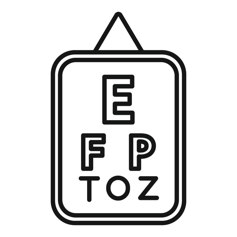 Snellen chart hanging on wall representing eyesight test vector