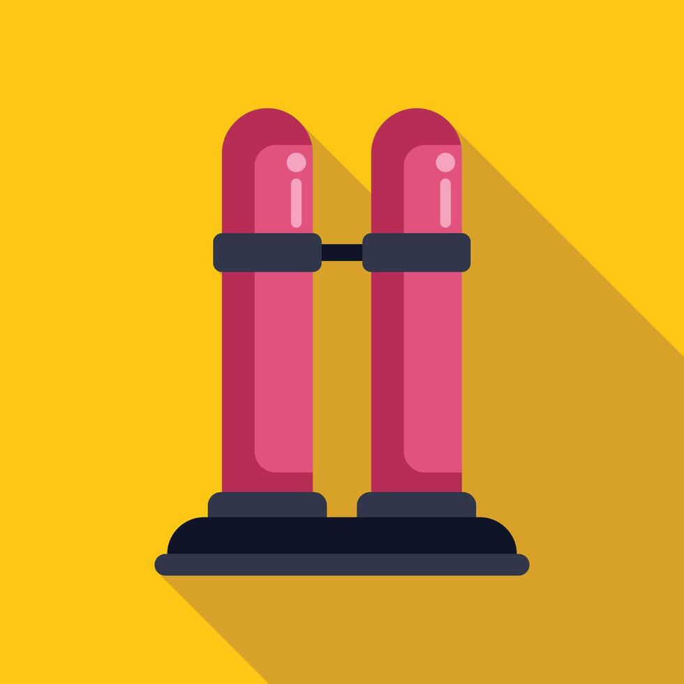 Oxygen tanks standing on yellow background flat design icon with long shadow vector
