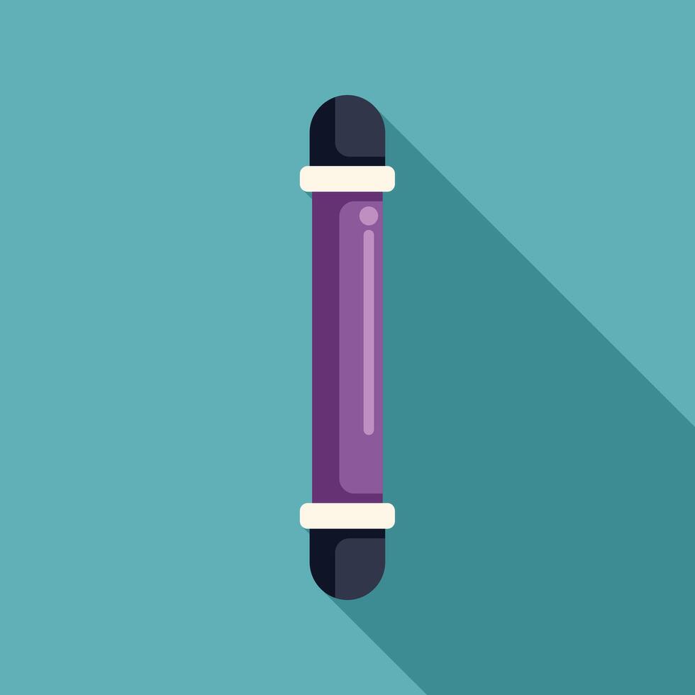 Purple electronic cigarette device with long shadow on turquoise background vector