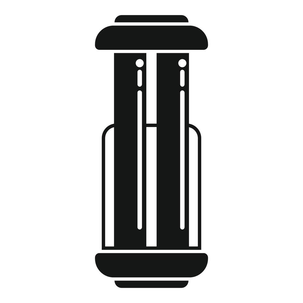 Uv lamp for disinfection and sterilization is shining, simple black icon vector