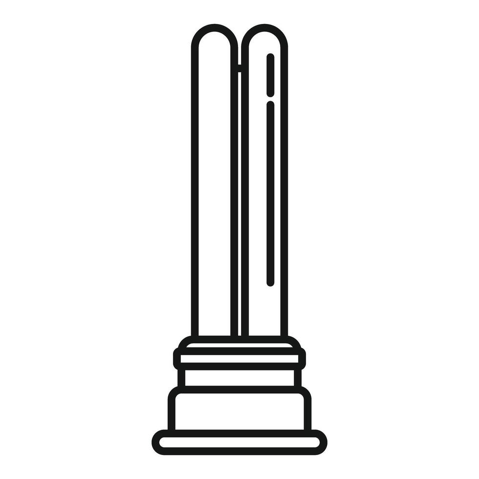 Fluorescent light bulb shining brightly in simple line style vector
