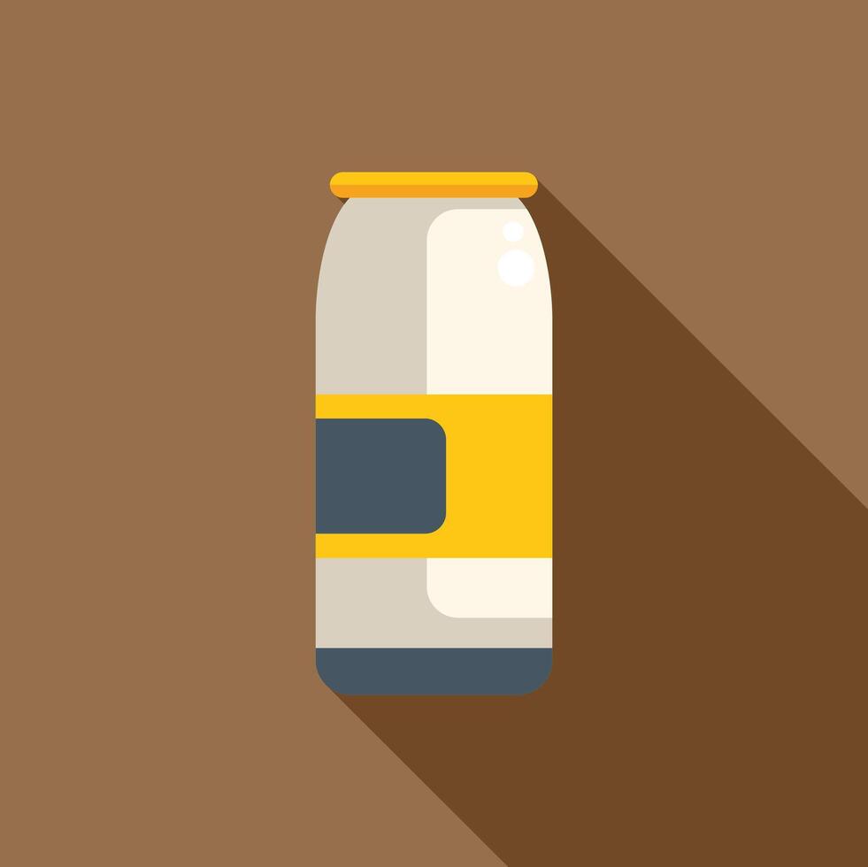 Aluminum can with yellow label is casting shadow on brown background vector