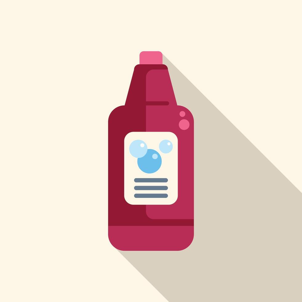 Red detergent bottle with bubbles icon showing cleaning concept vector
