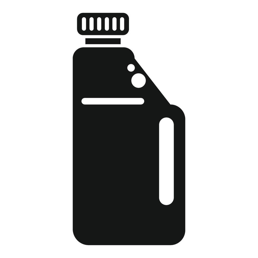Black plastic detergent bottle with measuring lines and bubbles icon vector