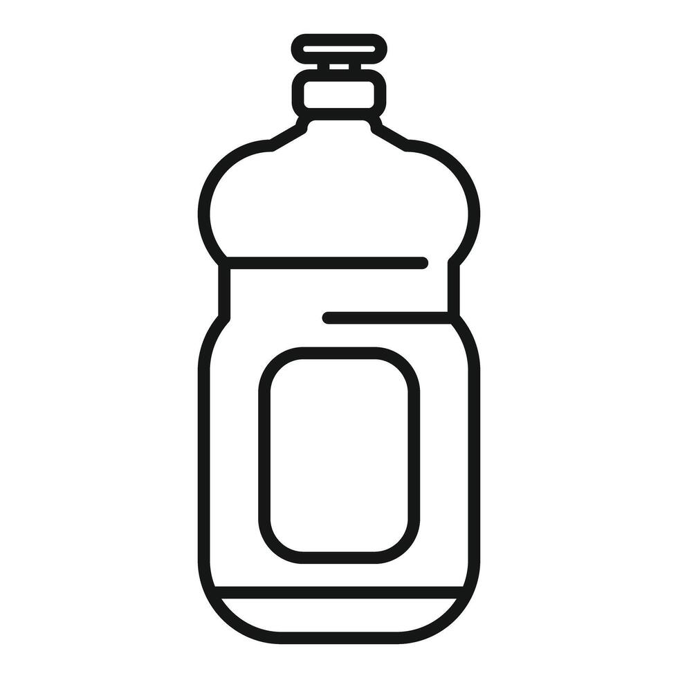 Plastic bottle with dispenser pump for liquid soap or disinfectant icon outline style vector