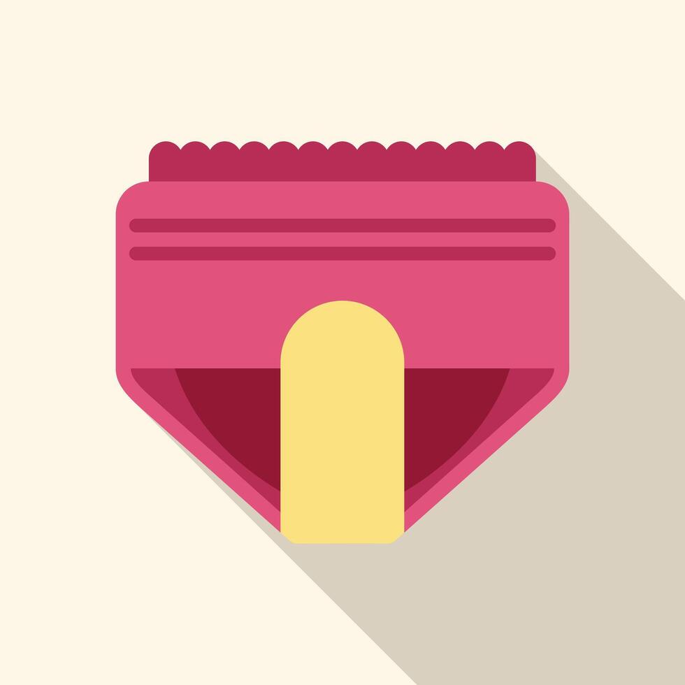 Pink baby diaper with yellow insert and frills on top vector