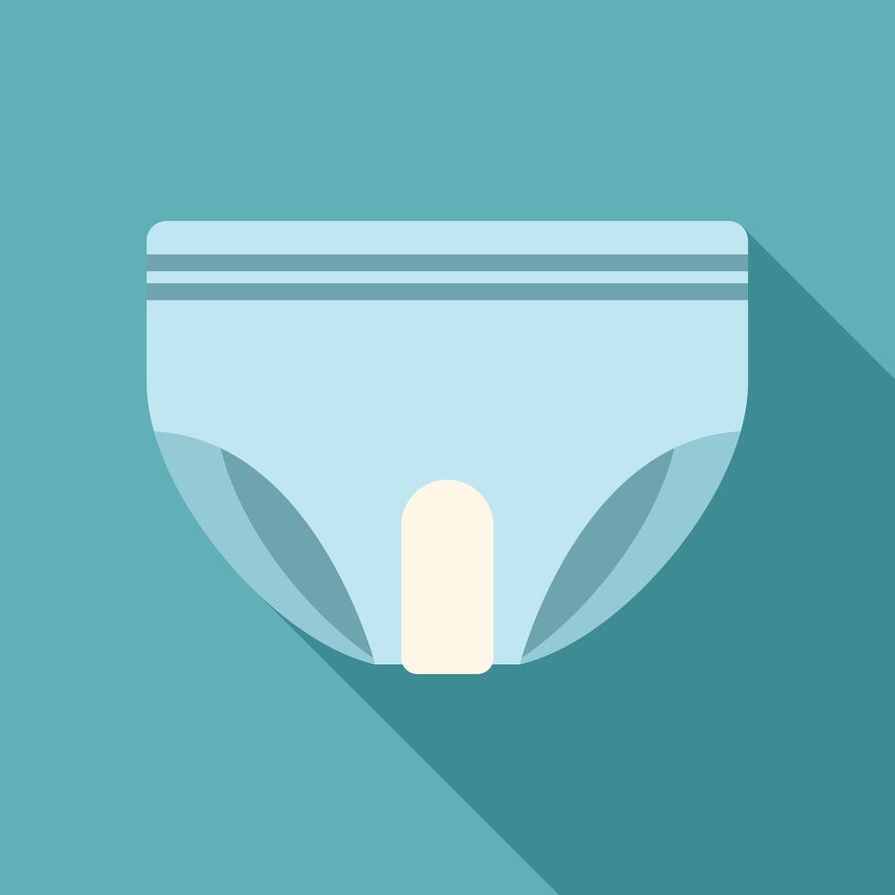 Baby diaper with long shadow on turquoise background vector