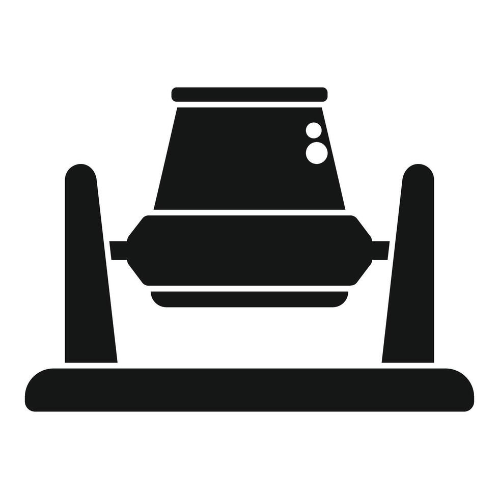 Concrete mixer standing on construction site silhouette icon vector