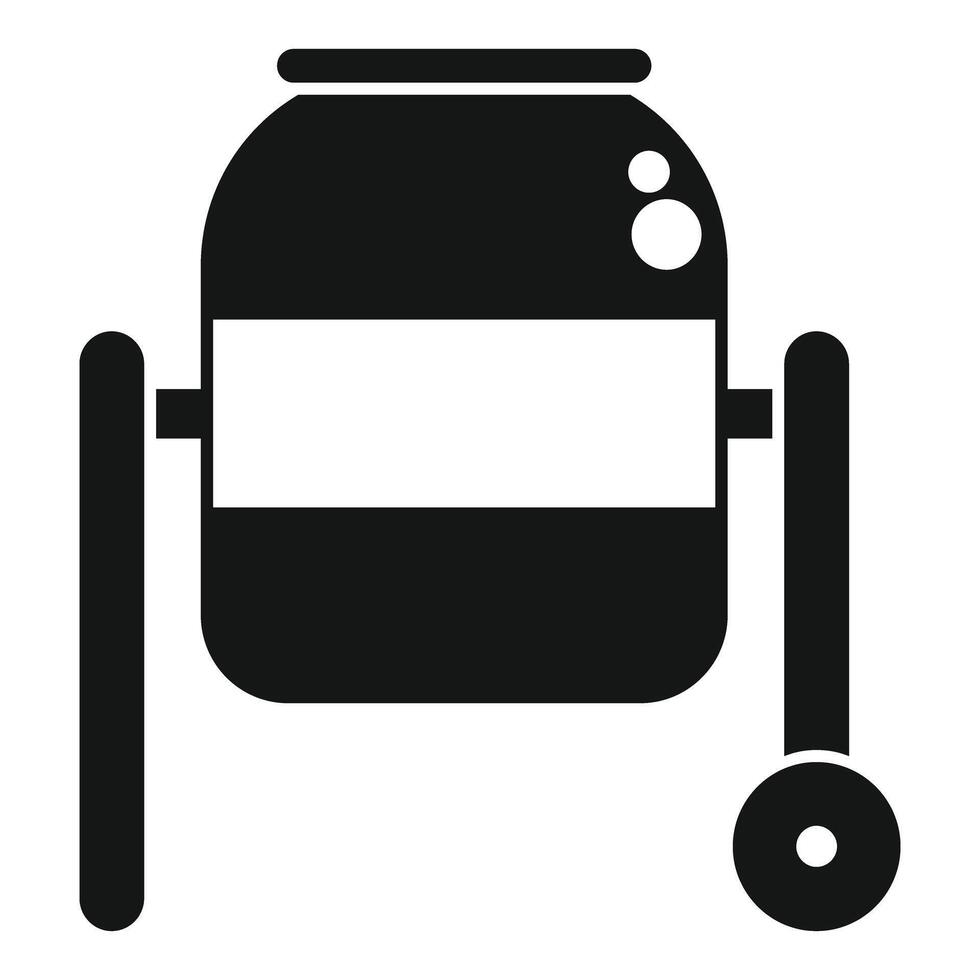 Simple black and white icon of a concrete mixer machine vector