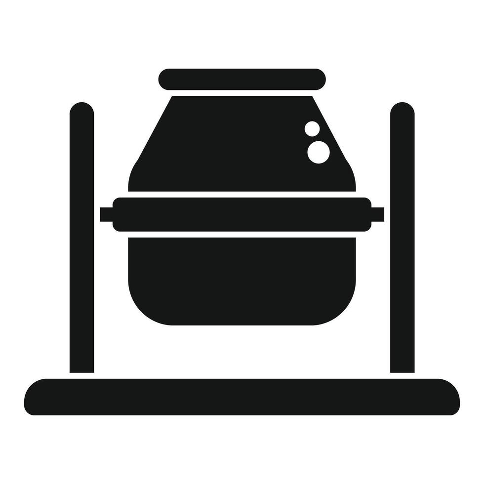 Concrete mixer standing on metal frame for construction vector