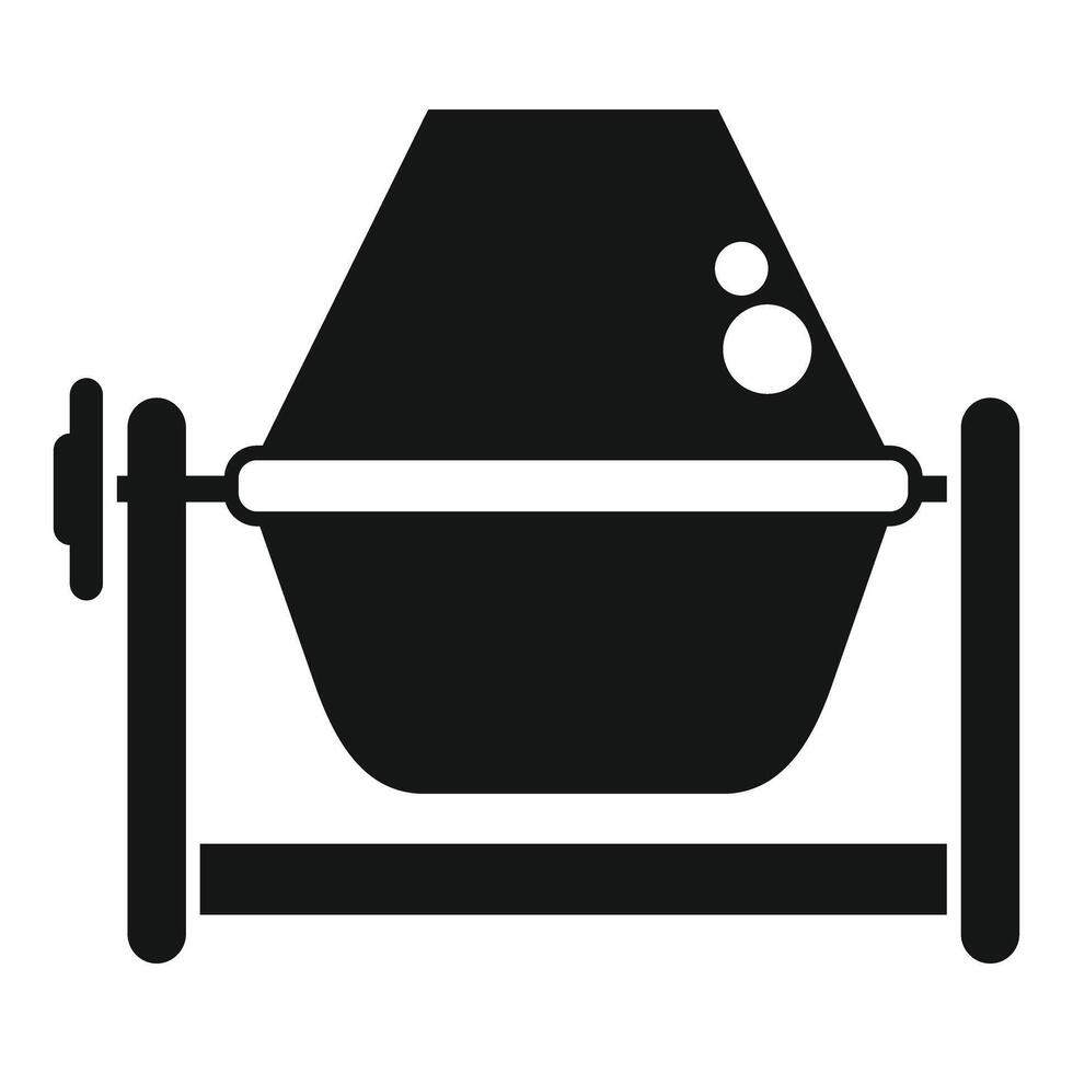 Concrete mixer standing on metal frame for construction works vector