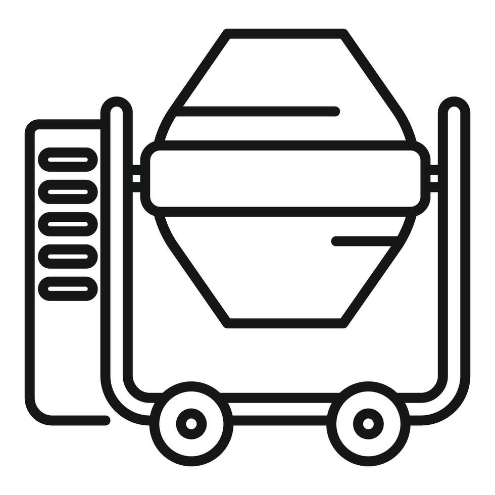 Concrete mixer machine mixing cement for construction works vector