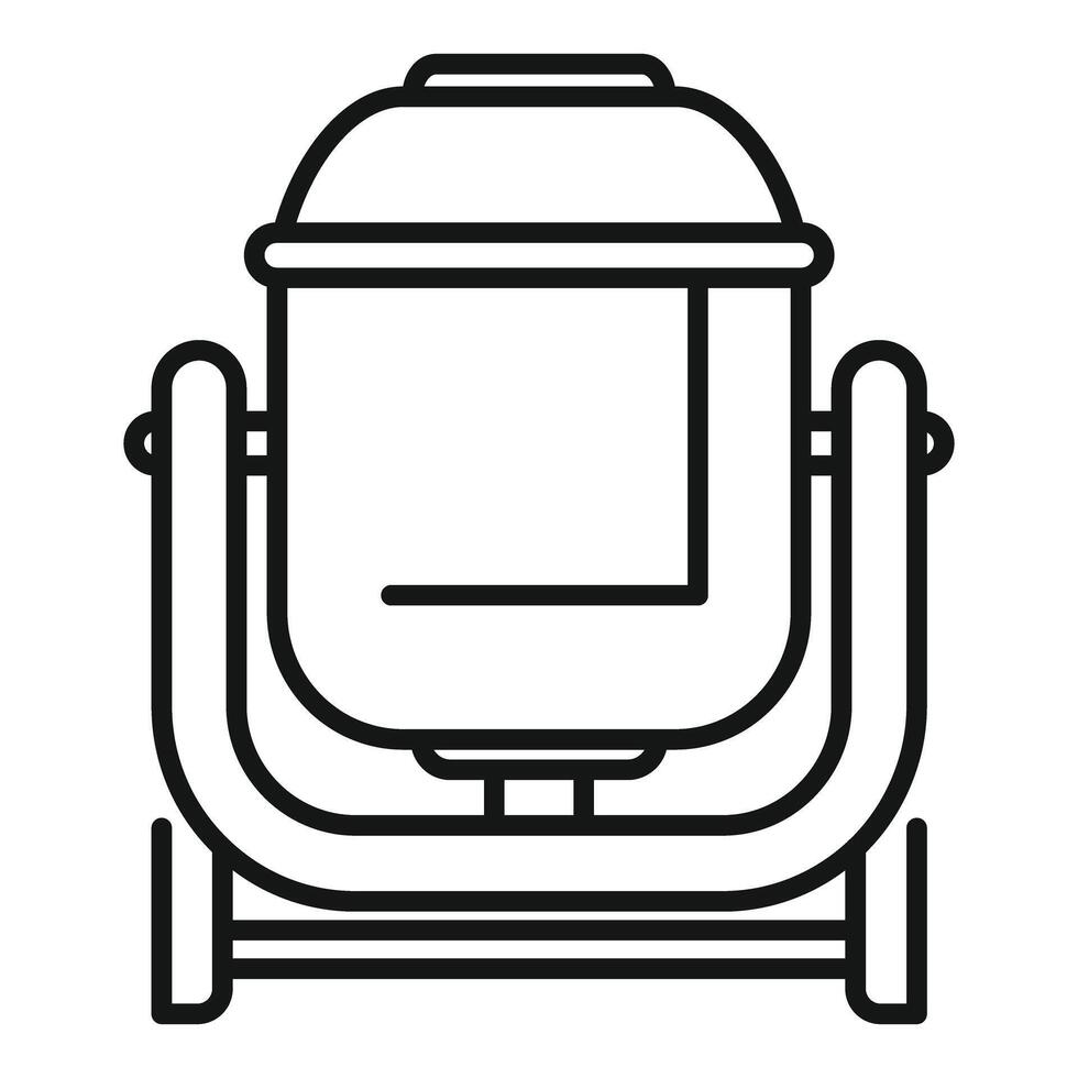 Concrete mixer standing on building site drawing vector