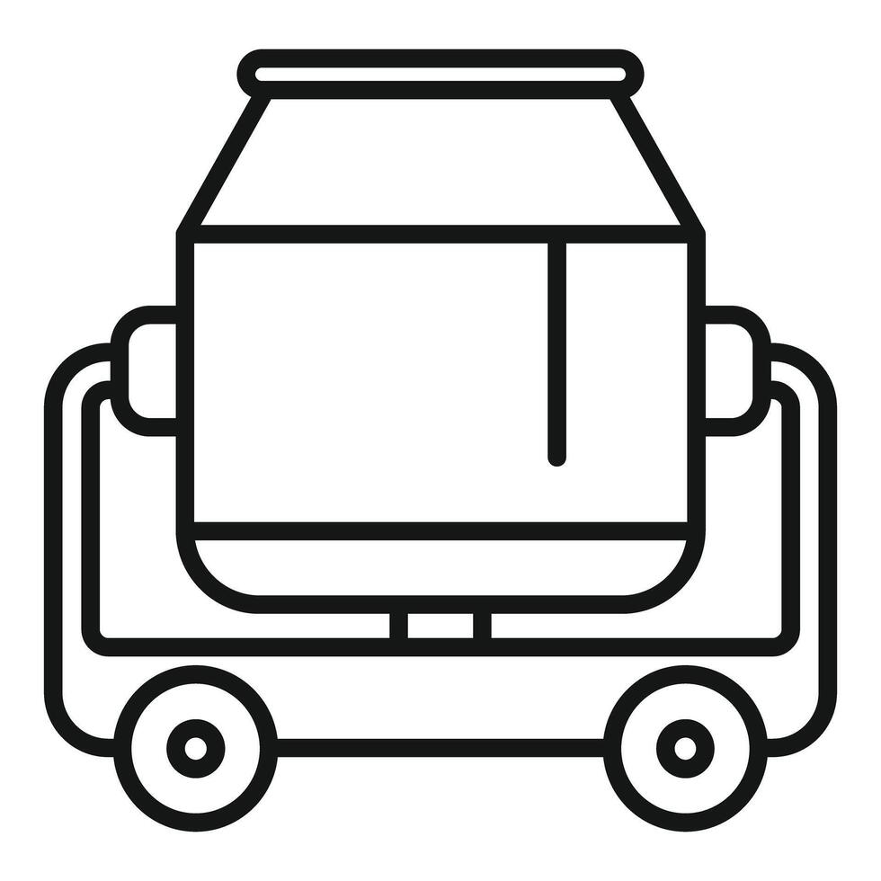 Line art icon of a concrete mixer working on a construction site vector