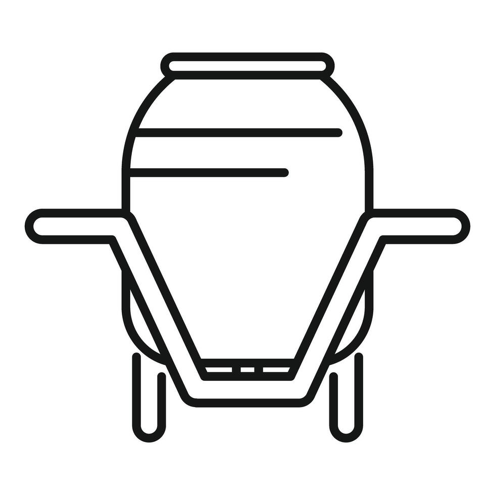 Concrete mixer using wheelbarrow as support for building construction vector