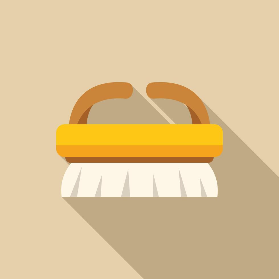 Cleaning brush with wooden handle lying on beige background vector