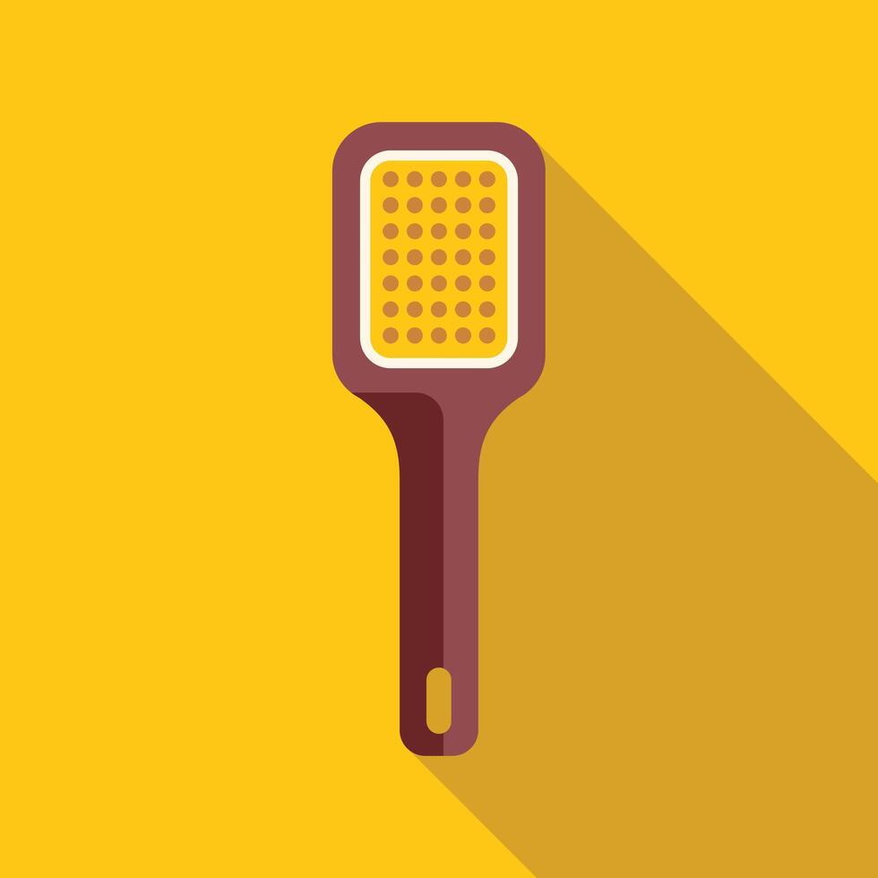 Brown cheese grater casting long shadow on yellow background vector