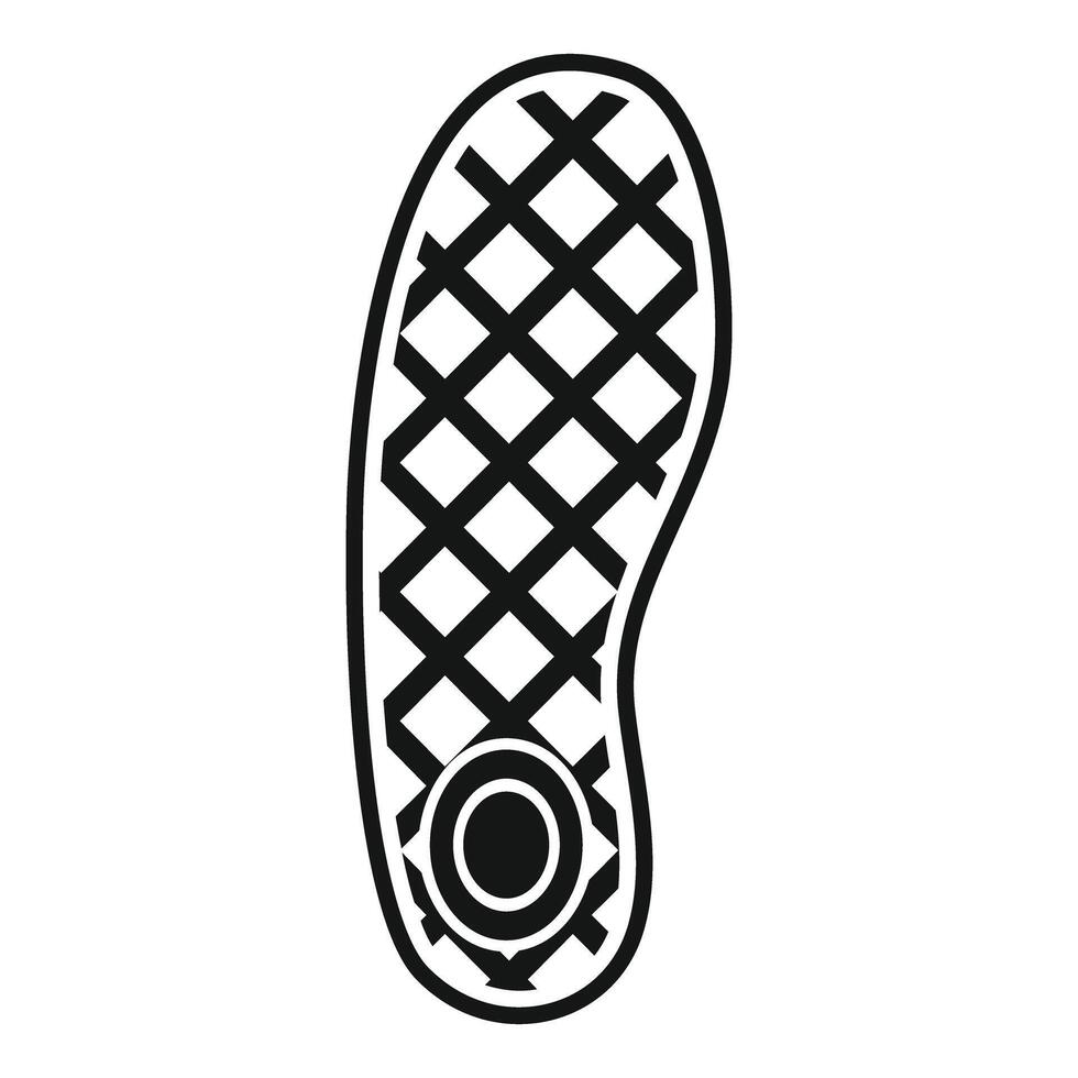 Black shoe sole with pattern and heel insert icon showing footprint vector