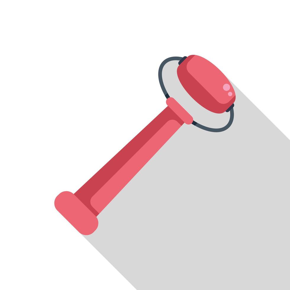 Pink jade roller massager for face care routine vector