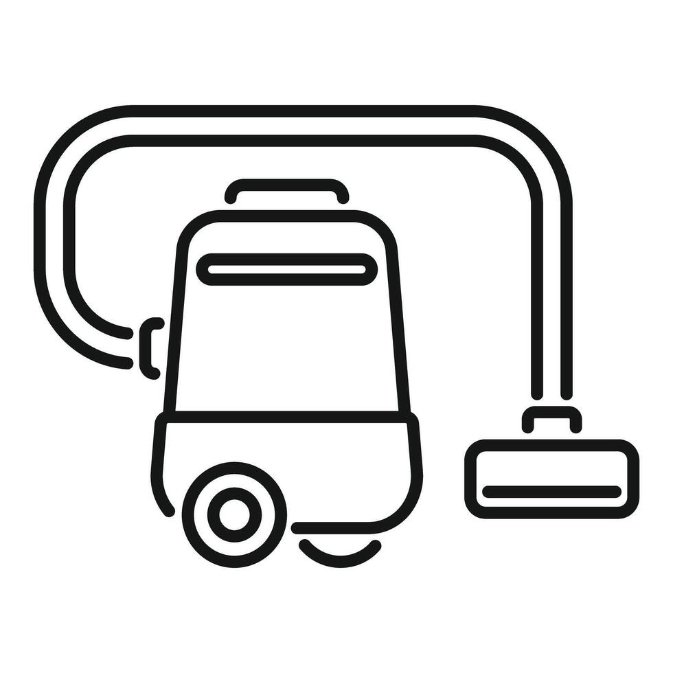 Cleaning robot vacuuming with brush tool outline icon vector