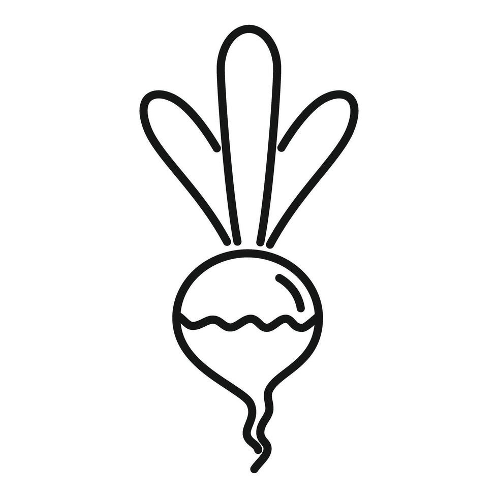 Beetroot with leaves growing in garden icon thin line vector illustration