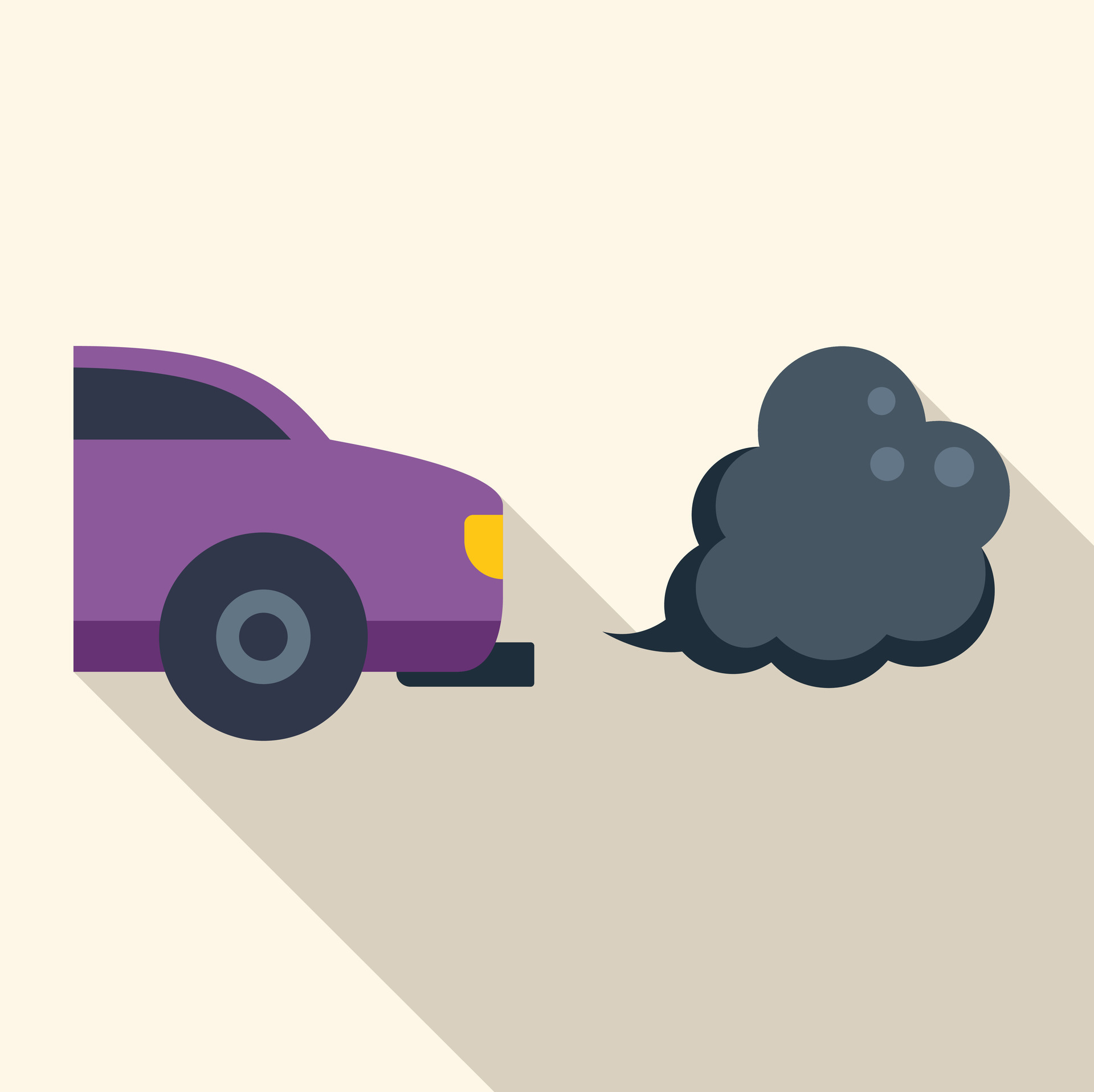 Purple car emitting black smoke from exhaust pipe 48293043 Vector Art at Vecteezy