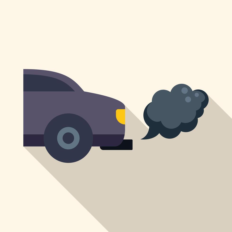Car polluting the air with exhaust fumes vector