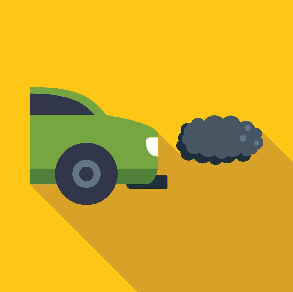 Green car emitting exhaust fumes pollution concept vector