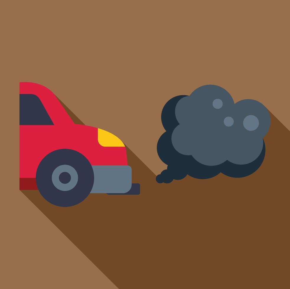 Red car emitting exhaust fumes air pollution concept vector