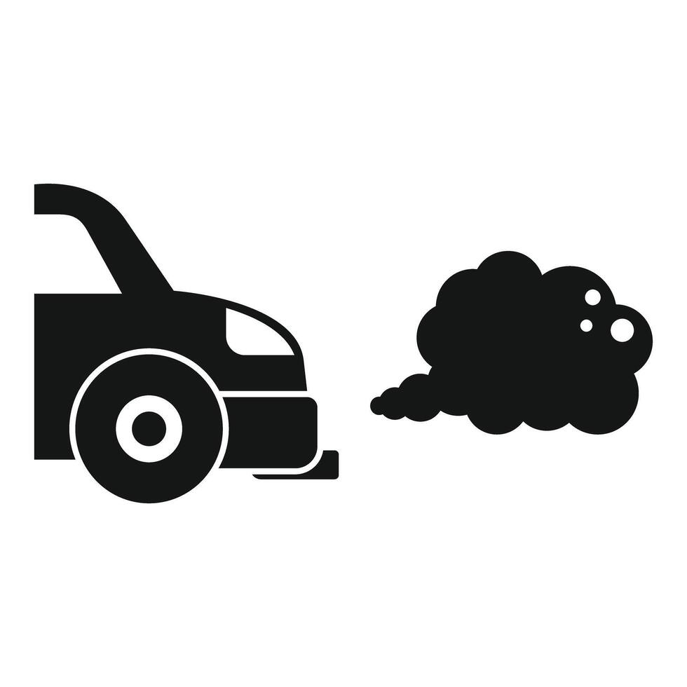 Black car emitting exhaust fumes pollution concept icon vector