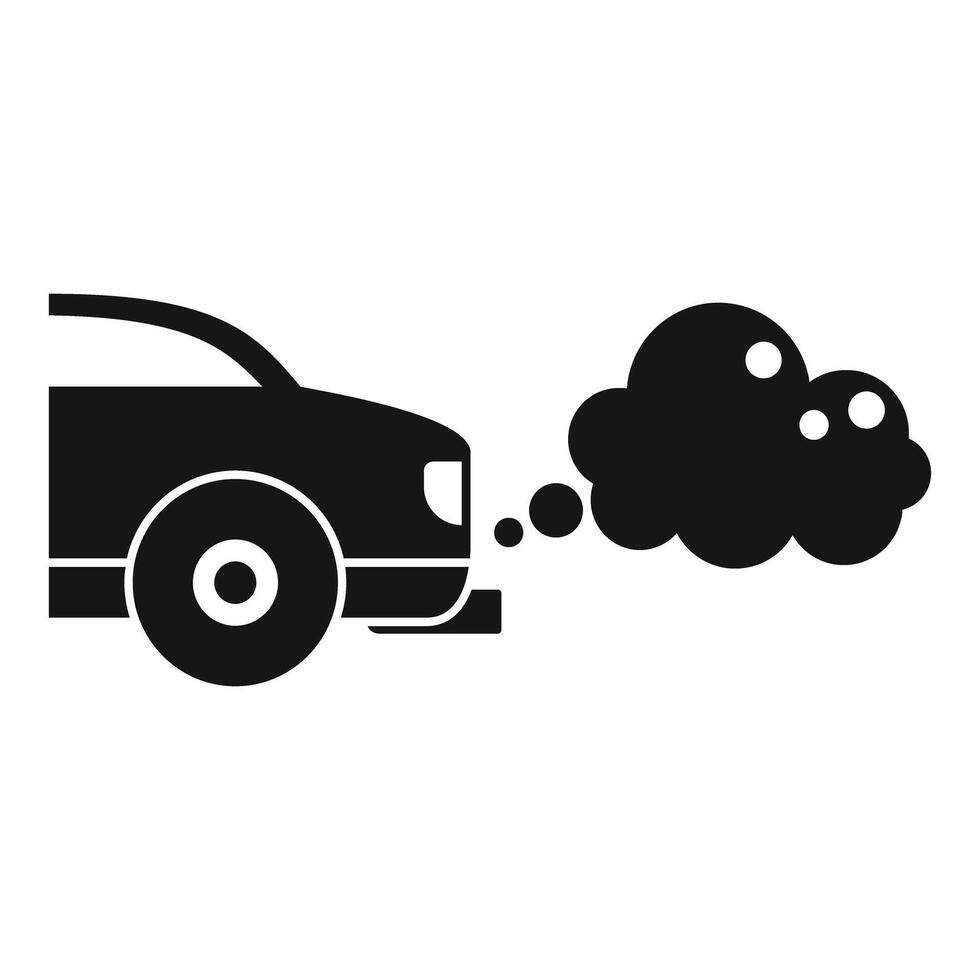 Black car emitting exhaust fumes pollution concept vector