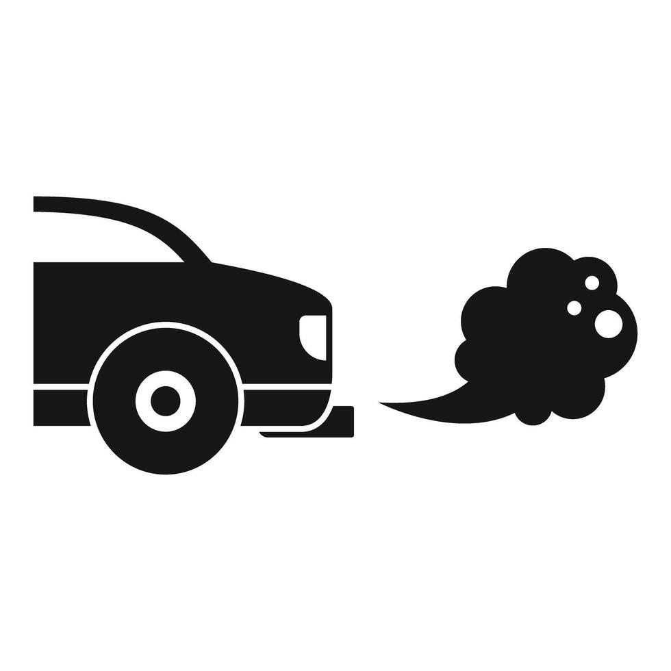 Black car emitting exhaust fumes from exhaust pipe icon vector