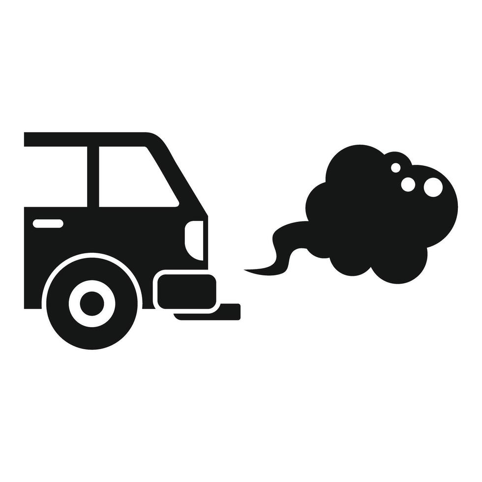 Old car emitting smoke pollution icon vector