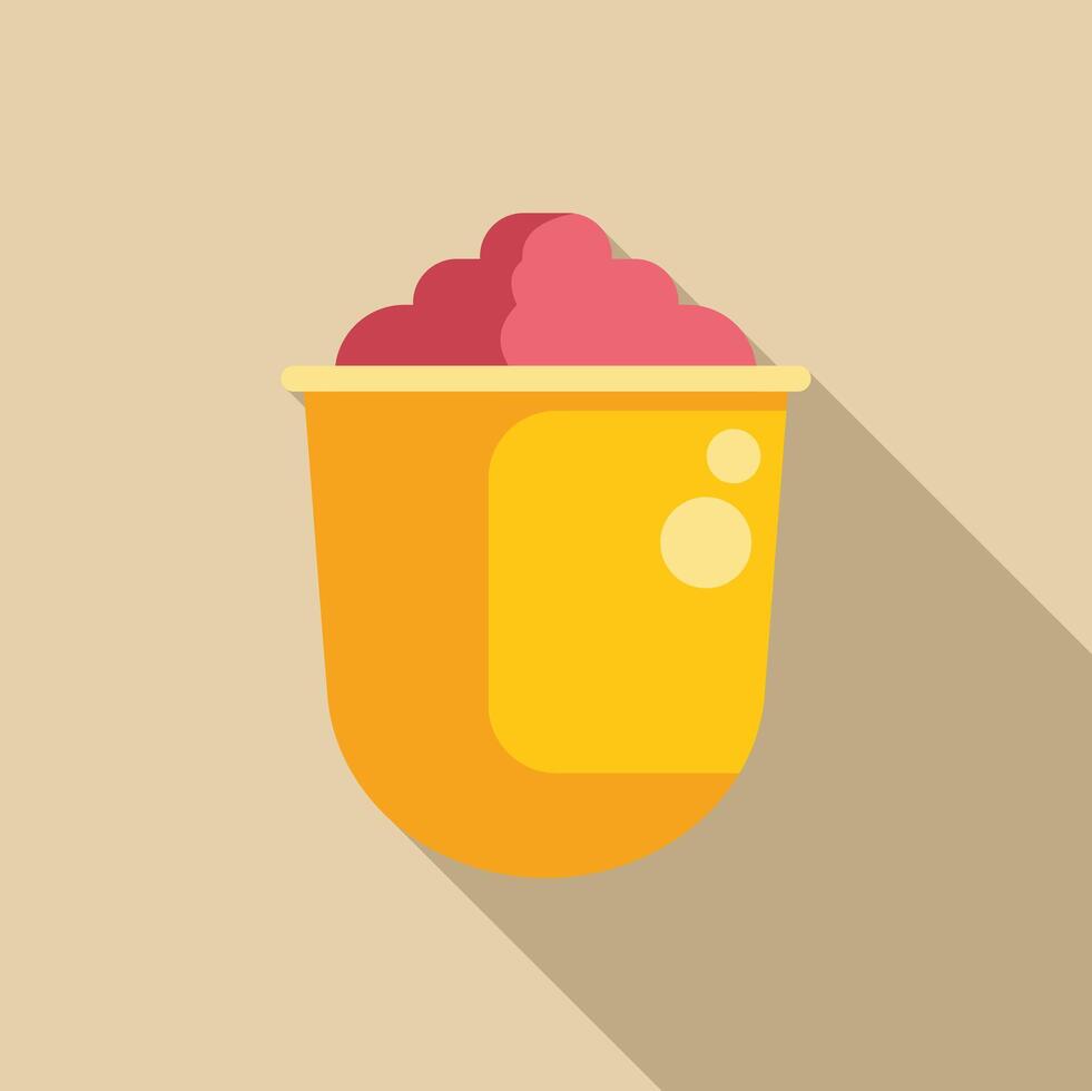 Plastic cup containing pink substance with bubbles vector