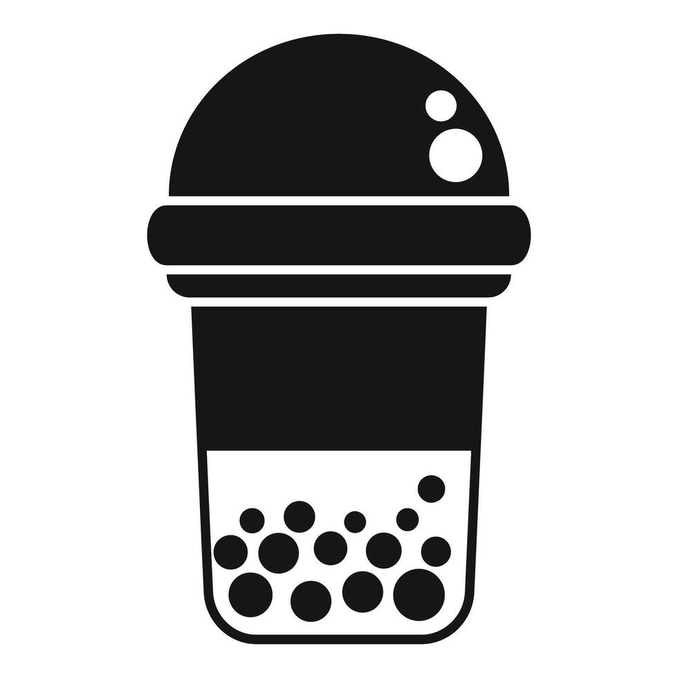 Bubble tea cup with lid showing boba balls icon vector