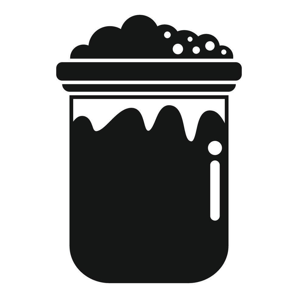 Laboratory glass jar filled with liquid substance overflowing with bubbles vector