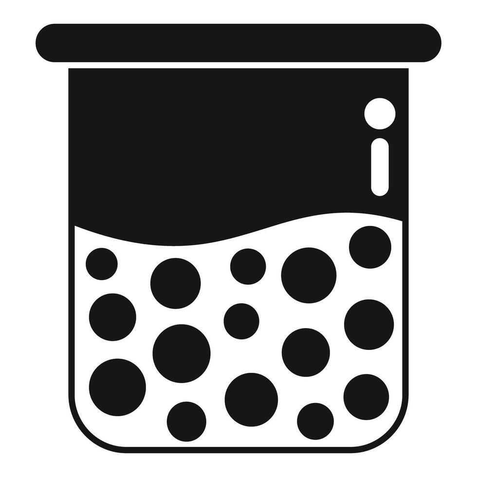 Chemical flask filled with bubbling solution icon vector