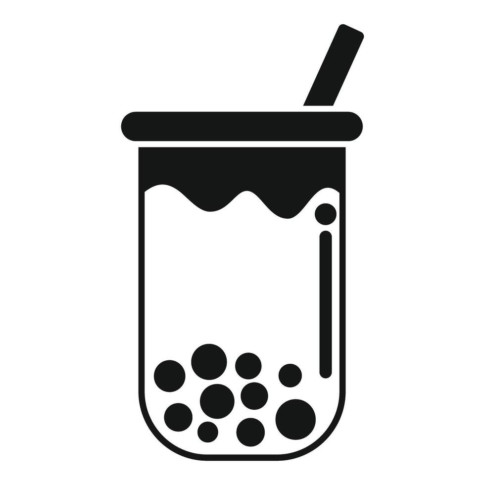 Bubble tea boba cup with tapioca pearls and straw showing taiwanese drink icon vector