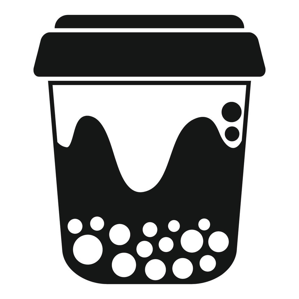 Plastic cup showing bubble tea with tapioca pearls icon vector