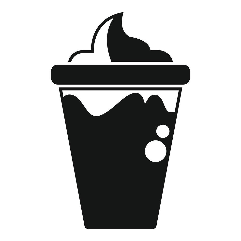 Plastic cup full of milkshake with whipped cream icon vector