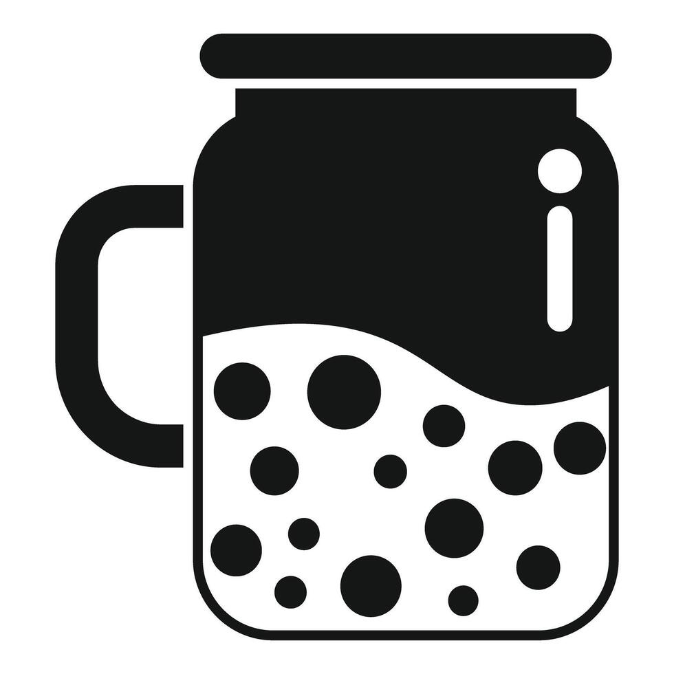 Simple black and white icon of a refreshing boba tea beverage vector