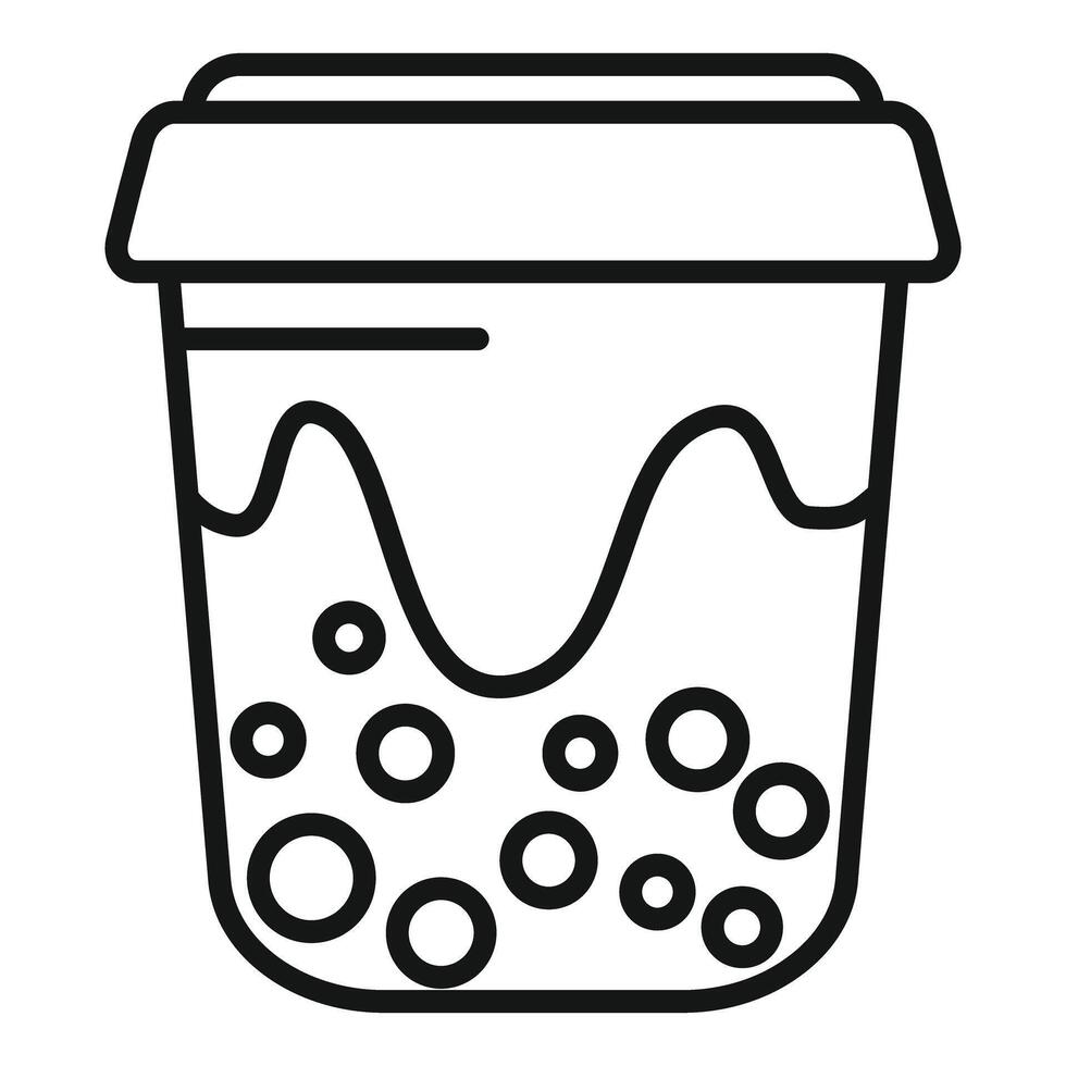 Bubble tea showing tapioca pearls in styrofoam cup line art drawing vector