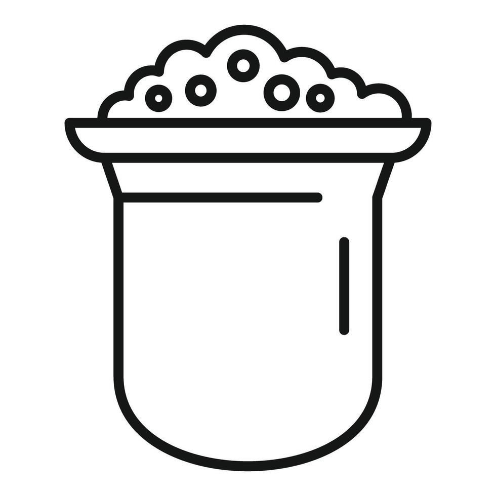 Chemical beaker filled with bubbling solution line icon vector